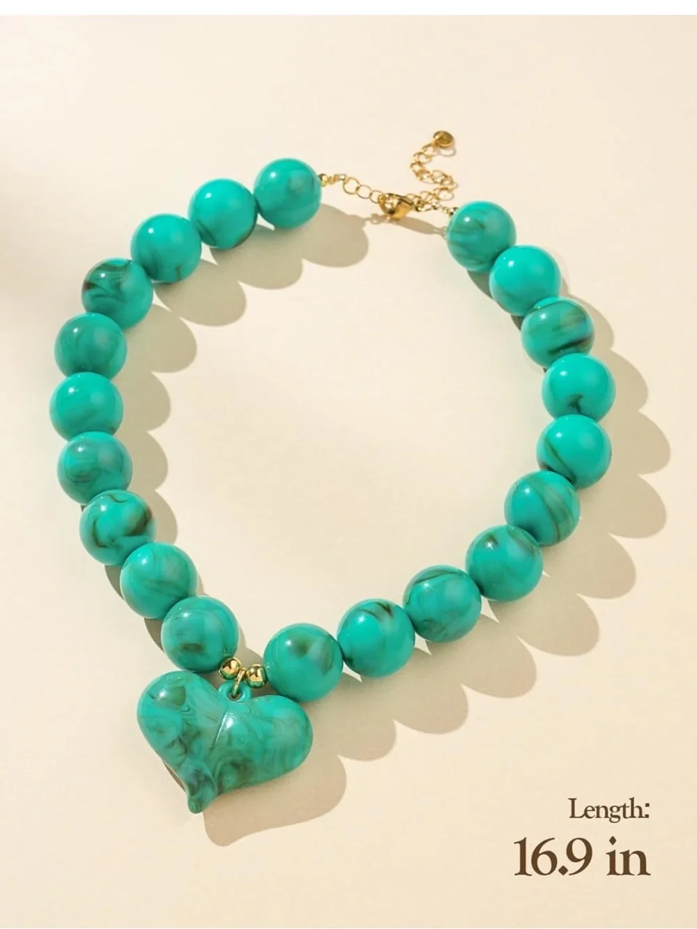 Anthropologie Turquoise Beaded Heart Necklace